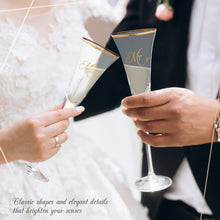 Load image into Gallery viewer, Wedding Champagne Flute - Mr and Mrs Champagne Flute With Gold Rim - Wedding Gift for Couple - Rhinestone Studded Bride and Groom Champagne Glass - Bride Gift - Mr and Mrs Gift Set of 2 By Trinkware