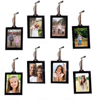 Load image into Gallery viewer, Hanging Picture Frame Ornaments - Set of 8 2x3 Black Hanging Photo Frame