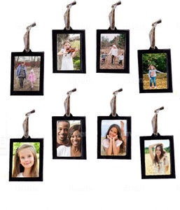 Hanging Picture Frame Ornaments - Set of 8 2x3 Black Hanging Photo Frame