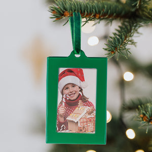 Christmas Photo Ornament Frames - Red & Green Mini Picture Frames - Set of 8 - Small Holiday Frames for Gifts or Hanging on Christmas Trees