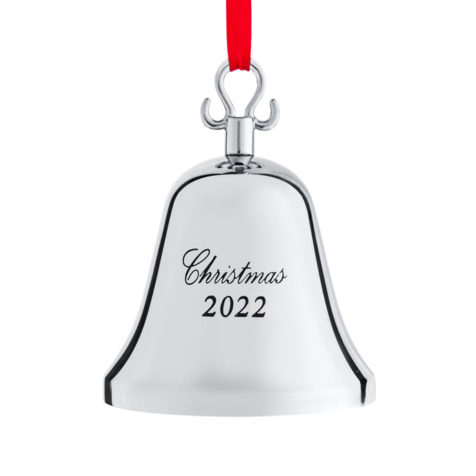 Klikel Christmas Bell Ornament 2022 - Silver Bell Christmas Ornament 2022 - Christmas Bell 2022 Ornament - Real Bell Ornament For Christmas Tree - Silver Engraved Christmas 2022- 9th Annual Edition