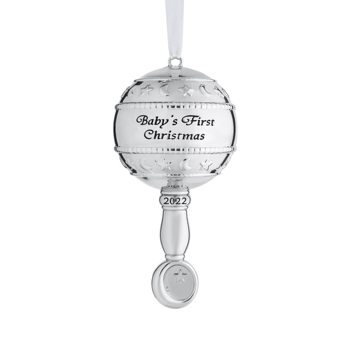 Klikel Baby's First Christmas Ornament 2022 - Silver 3D Rattle Baby First Christmas Ornament 2022 - 1st Christmas Baby Ornament 2022 - Babies First Christmas Ornament - Boy Girl Keepsake Ornament 2022