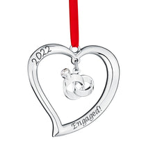 Load image into Gallery viewer, Our First Christmas Ornament 2022 Engaged Heart With Rings - Mr And Mrs Ornament 2022 - Engaged Christmas Ornament - 1st Christmas Together Ornament 2022- Christmas Wedding Ornament 2022 By Klikel