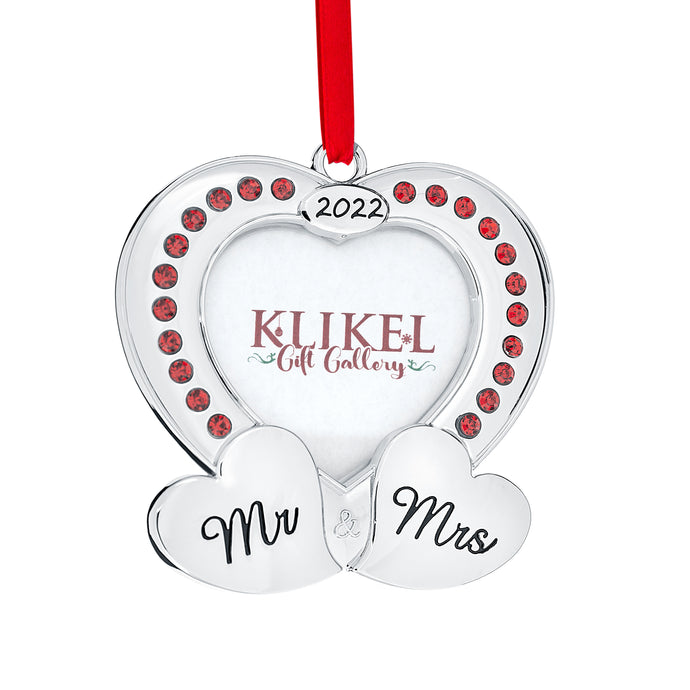 Our First Christmas Ornament 2022 - Wedding Mr & Mrs Heart Picture Ornament For Christmas Tree - Mr And Mrs Ornament 2022 - 1st Christmas Together Ornament 2022 - Wedding Ornament 2022 By Klikel