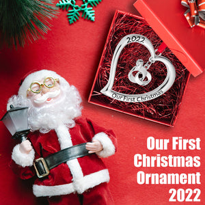 Our First Christmas Ornament 2022 - Heart with Rings Our First Christmas Married Ornament 2022 - 1st Christmas Married Ornament 2022 - Mr Mrs Together Just Married Wedding Ornament 2022 By Klikel