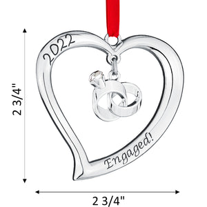 Our First Christmas Ornament 2022 Engaged Heart With Rings - Mr And Mrs Ornament 2022 - Engaged Christmas Ornament - 1st Christmas Together Ornament 2022- Christmas Wedding Ornament 2022 By Klikel