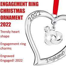 Load image into Gallery viewer, Our First Christmas Ornament 2022 Engaged Heart With Rings - Mr And Mrs Ornament 2022 - Engaged Christmas Ornament - 1st Christmas Together Ornament 2022- Christmas Wedding Ornament 2022 By Klikel