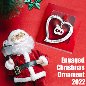 Our First Christmas Ornament 2022 Engaged Heart With Rings - Mr And Mrs Ornament 2022 - Engaged Christmas Ornament - 1st Christmas Together Ornament 2022- Christmas Wedding Ornament 2022 By Klikel