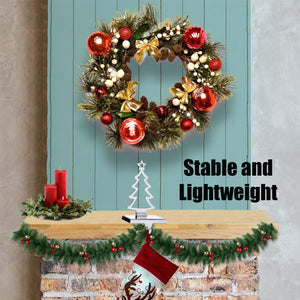 Stocking Holder - Christmas Tree Stocking Hanger for Mantel - Shiny Silver Metal Christmas Stocking Holder for Fireplace Mantle - Heavy Stocking Holder for Mantle with Hook - Holds 3lbs