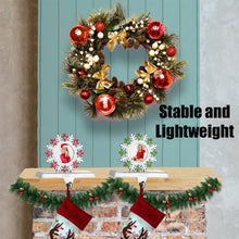 Load image into Gallery viewer, Stocking Holder Set of 2 - Snowflake Christmas Stocking Hanger for Mantel - Photo Frame Christmas Stocking Holder for Fireplace Mantle - Picture Frame Heavy Stocking Holder for Mantle with Hook