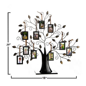 Klikel Family Tree Picture Frame Display With 10 Hanging Picture Photo Frames - Large 20 X 18 Metal Family Tree - 10 Ornamental 2x3 Frames - Wall Décor or Table Décor - Family Tree Photo Frame