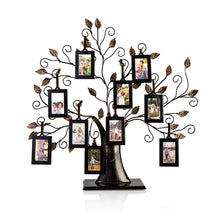 Load image into Gallery viewer, Klikel Family Tree Picture Frame Display With 10 Hanging Picture Photo Frames - Large 20 X 18 Metal Family Tree - 10 Ornamental 2x3 Frames - Wall Décor or Table Décor - Family Tree Photo Frame