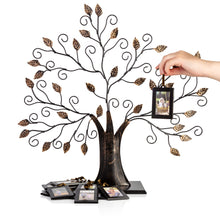 Load image into Gallery viewer, Klikel Family Tree Picture Frame Display With 10 Hanging Picture Photo Frames - Large 20 X 18 Metal Family Tree - 10 Ornamental 2x3 Frames - Wall Décor or Table Décor - Family Tree Photo Frame