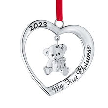 Load image into Gallery viewer, Klikel Baby&#39;s First Christmas Ornament 2023 - My First Christmas Ornament 2023 Heart with Hanging Teddy Bear - Baby First Christmas Ornament 2023 - 1st Christmas Baby Ornament 2023 - Baby Boy Girl