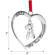 Load image into Gallery viewer, Klikel Baby&#39;s First Christmas Ornament 2023 - My First Christmas Ornament 2023 Heart with Hanging Teddy Bear - Baby First Christmas Ornament 2023 - 1st Christmas Baby Ornament 2023 - Baby Boy Girl