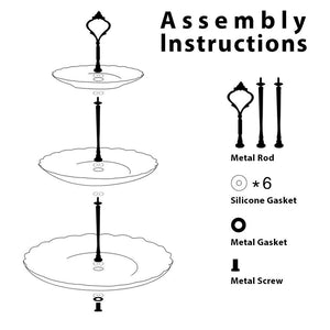 3 Tiered Serving Stand -Silver Serving Tray for Parties - Round Platter for Cupcakes Fruits Dessert or Tea - Cake Pop Stand and Buffet Server