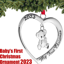 Load image into Gallery viewer, Klikel Baby&#39;s First Christmas Ornament 2023 - My First Christmas Ornament 2023 Heart with Hanging Teddy Bear - Baby First Christmas Ornament 2023 - 1st Christmas Baby Ornament 2023 - Baby Boy Girl