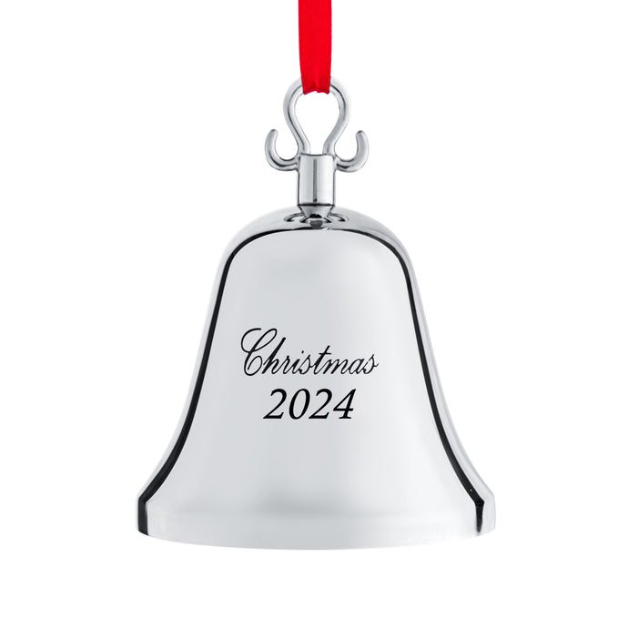 Klikel Christmas Bell Ornament 2024 - Silver Bell Christmas Ornament 2024 - Christmas Bell 2024 Ornament - Real Bell Ornament for Christmas Tree - Silver Engraved Christmas 2024- 10th Annual Edition