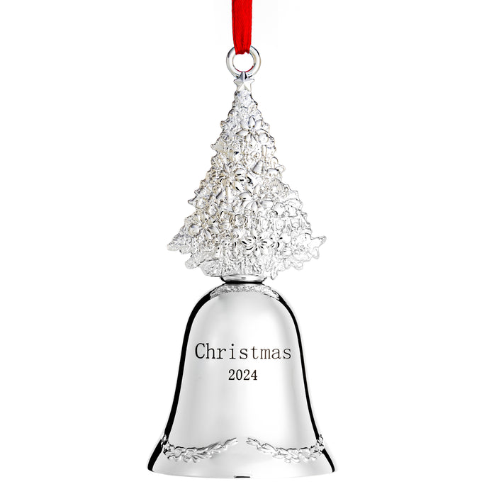 Klikel Christmas Bell Ornament 2024 - Silver Bell Christmas Tree Ornament 2024 - Christmas Bell 2024 Ornament - Bell Ornament for Christmas Tree - Silver Bell Engraved Christmas 2024 – 3rd Edition