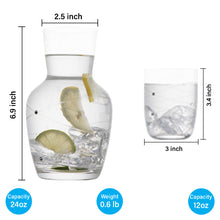 Load image into Gallery viewer, Calici Nightstand Water Carafe with Tumbler - Etched Swirl Design with Stones - 2 Piece Water Set Pitcher And Cup