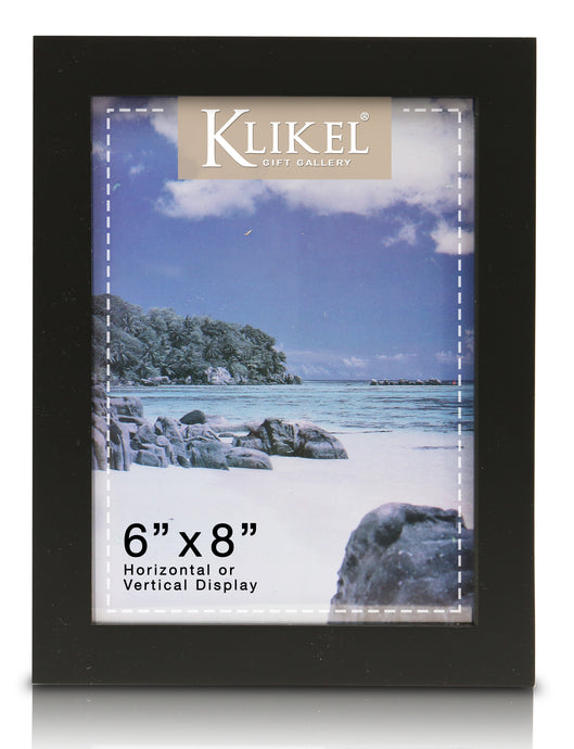 6 x 8 Picture Frame - Black Wooden Wall Hanging and Table Standing Photo Frame