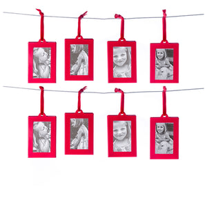 Picture Frames Ornament - Red Small Hanging Picture Frames - Photo Ornaments for Tree - Set of 8