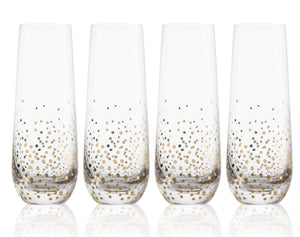 Goldosa Stemless Champagne Flute Glasses with Gold Luster – Mimosa Glasses Set of 4 – 9oz