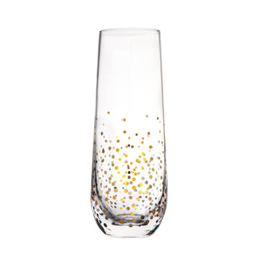 Goldosa Stemless Champagne Flute Glasses with Gold Luster – Mimosa Glasses Set of 4 – 9oz