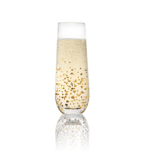 Goldosa Stemless Champagne Flute Glasses with Gold Luster – Mimosa Glasses Set of 4 – 9oz