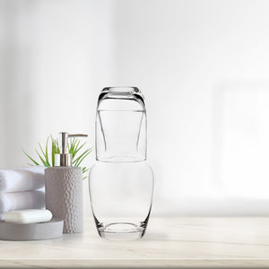 Bedside Carafe with Tumbler - Clear Glass - 2 Piece Water Pitcher And Cup Night Set