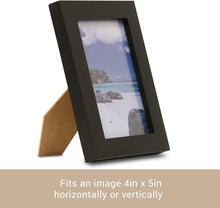 Load image into Gallery viewer, Black Picture Frame - Set of 2 4 x 5 Black Wooden Photo Frame - Made of Real Wood with Glass Photo Protection - Wall Hanging and Table Standing Display