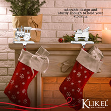 Load image into Gallery viewer, Train Stocking Holder Set of 2 - Christmas Train Stocking Hanger for Mantel - Shiny Silver Metal Christmas Stocking Holder for Fireplace Mantle - Heavy Stocking Holder for Mantle with Hook By Klikel