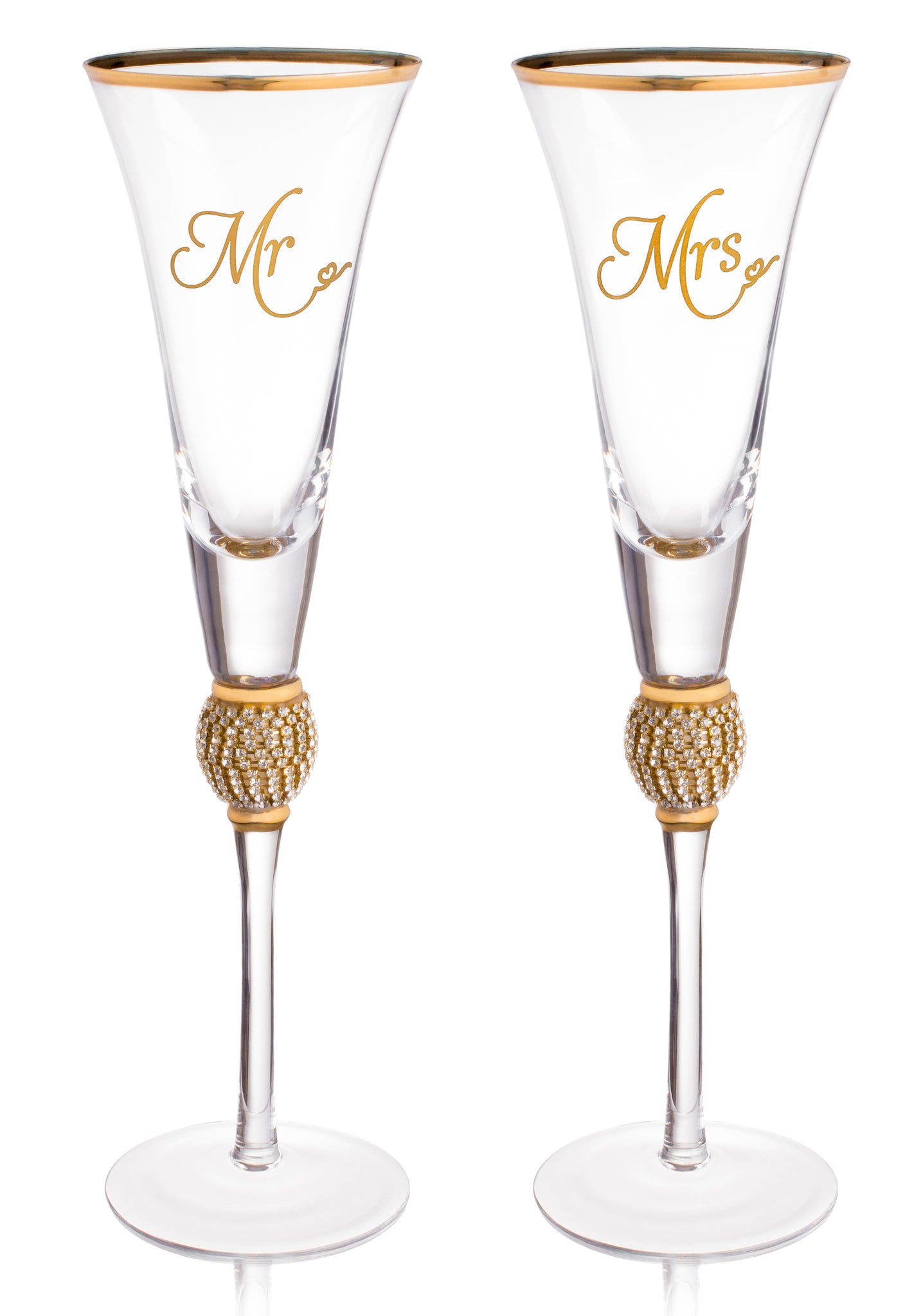 Wedding Champagne Flute - Mr and Mrs Champagne Flute With Gold Rim - W –  Klikel