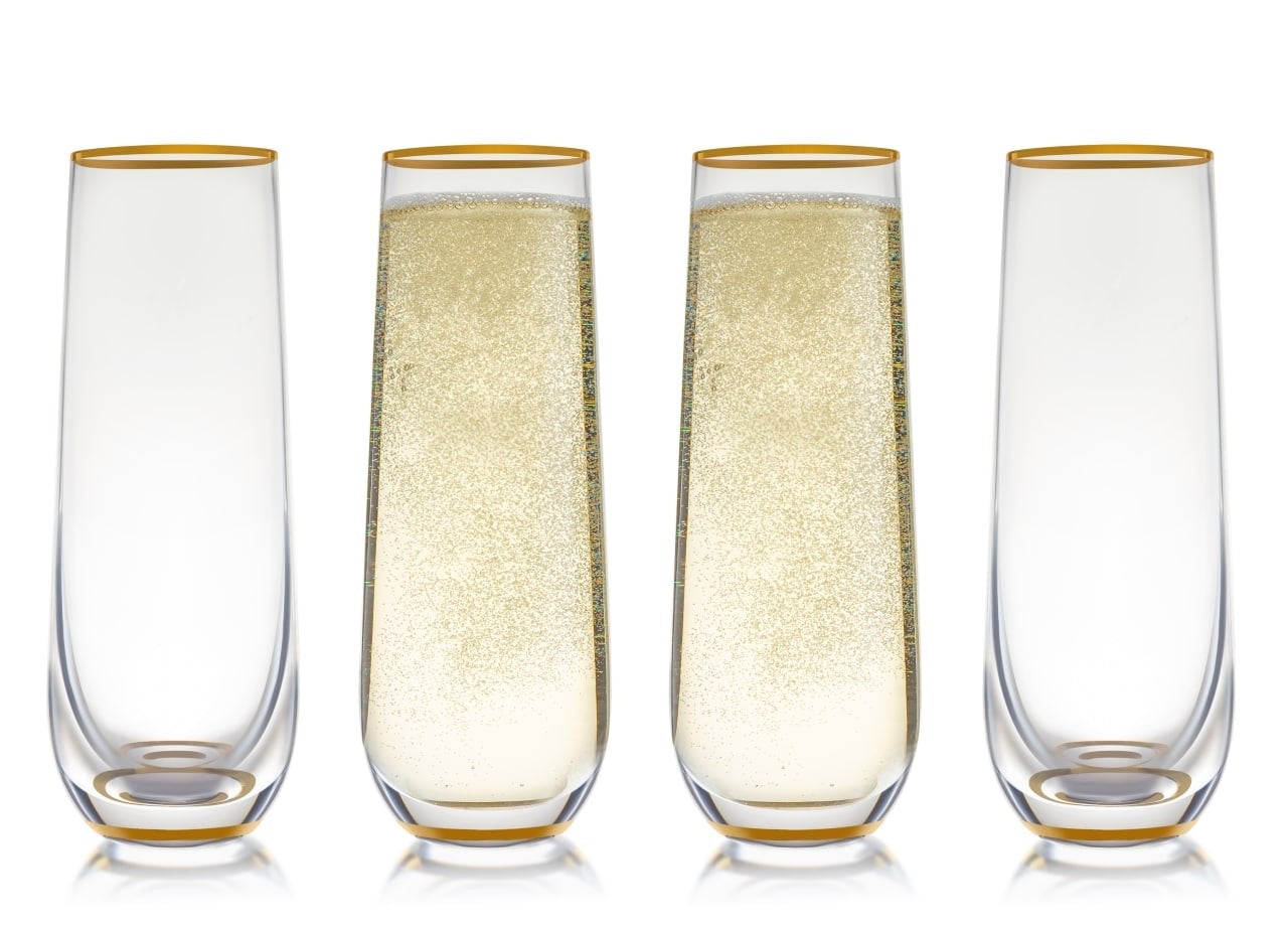 Be Home Premium Recycled Stemless Champagne Flutes (Set of 4