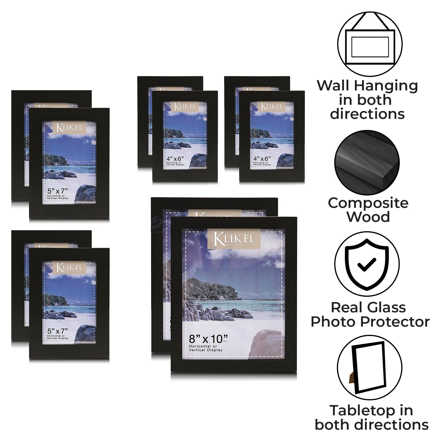 Multi Photo Picture Frame Holds 6 6x4 Photos in a Black Wood Frame