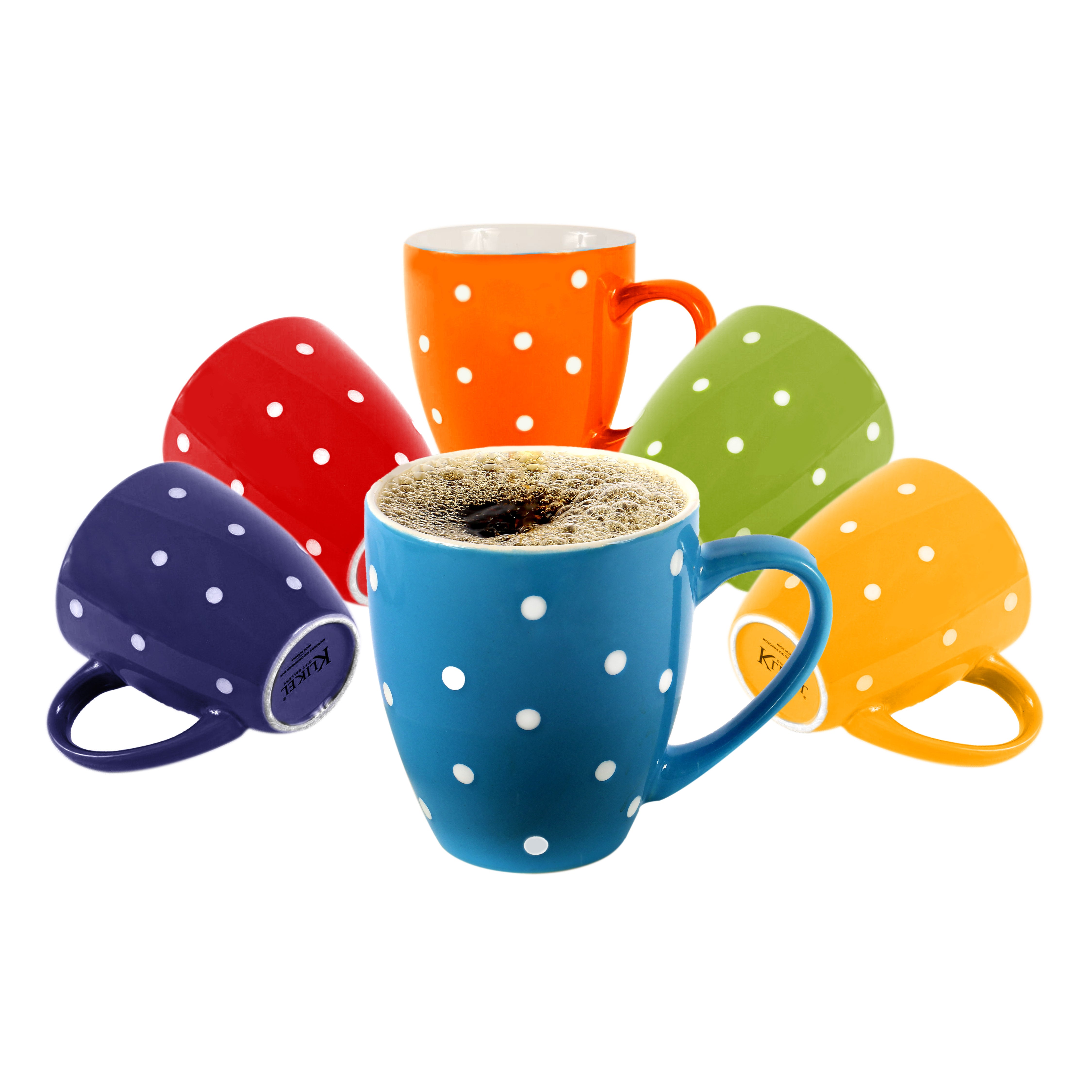 Schliersee 12 Oz Coffee Mugs Set of 6, Assorted Colors