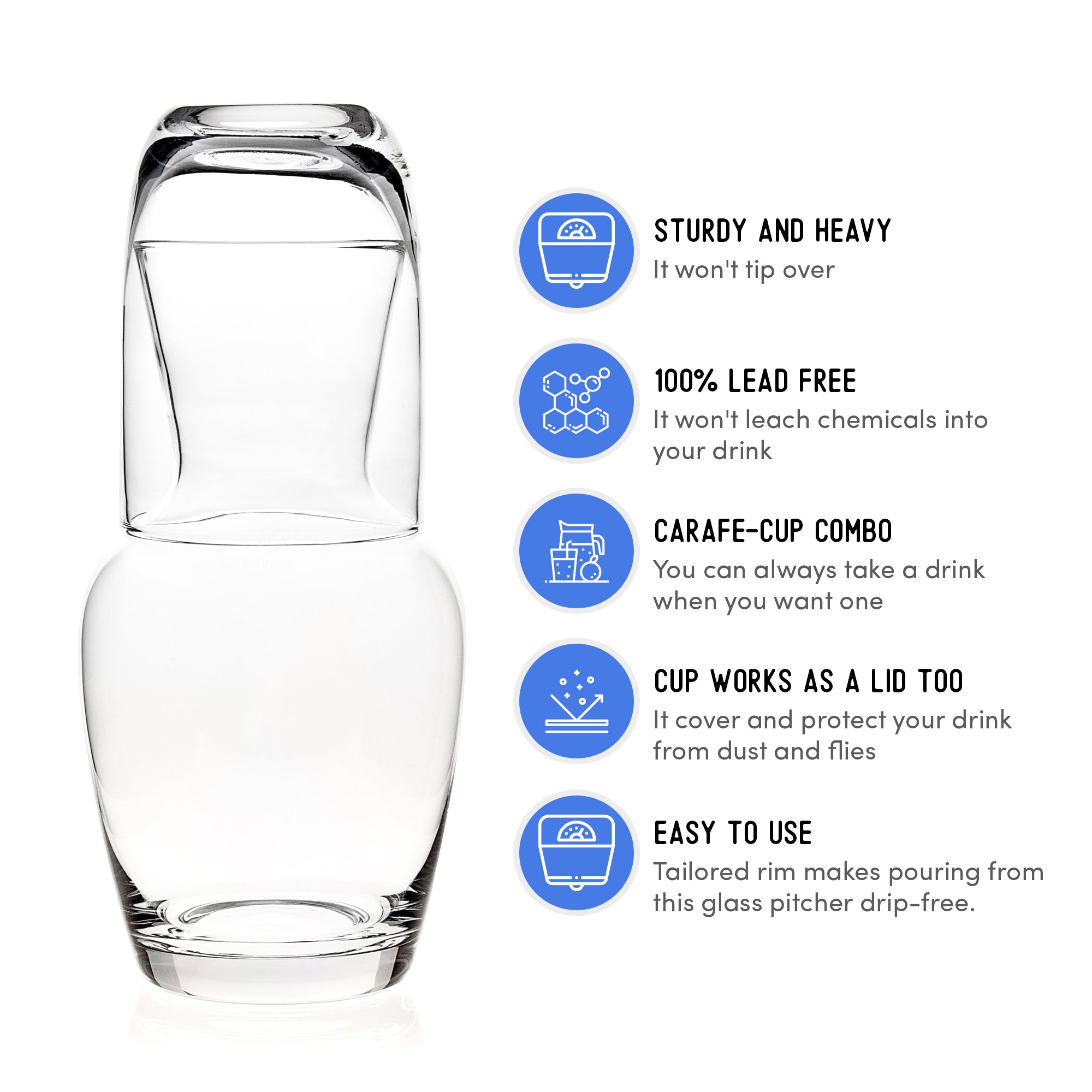 Thirst Quencher Glass 2-Piece Bedside Water Carafe with Tumbler